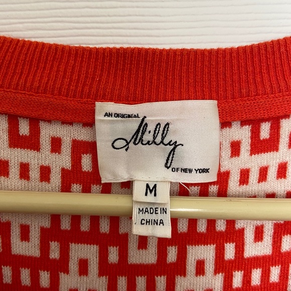 An Original Milly of New York Orange print Dress M - Picture 3 of 7